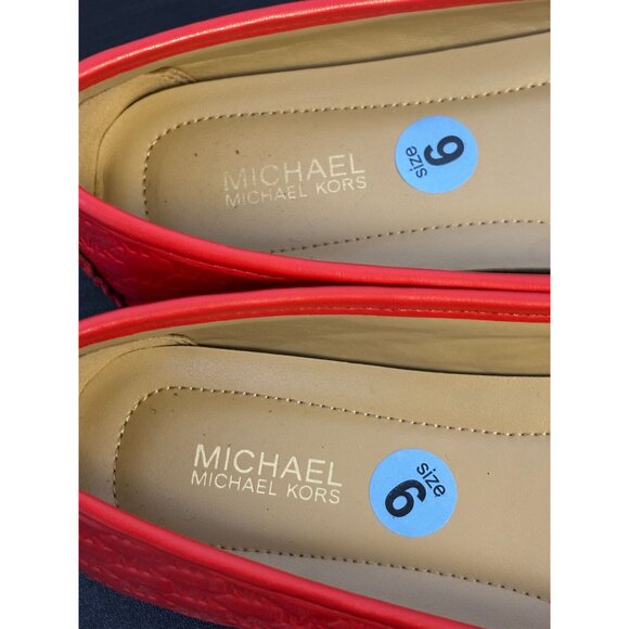 Michael Kors Red Embossed Leather Ballet Flats Size 6 - Picture 4 of 8